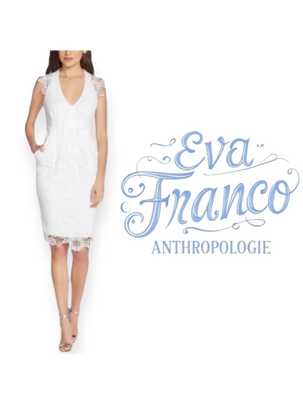 Anthropologie white floral lace dress Eva Franco Adele dress size 8